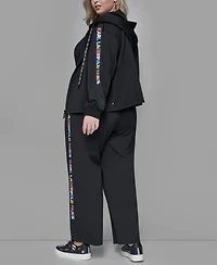Karl Lagerfeld Paris Plus Straight Side Logo Pants