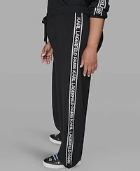 Karl Lagerfeld Paris Plus Wide Leg Side Logo Pants