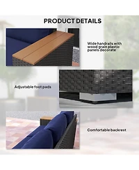 Outsunny 3-Seater Outdoor Sofa w/ Thick Cushions, Patio Couch,