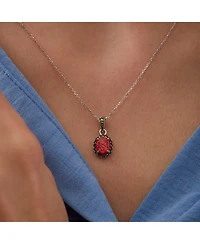 Oval Red Opal High Quality Sterling Silver Pendant Necklace