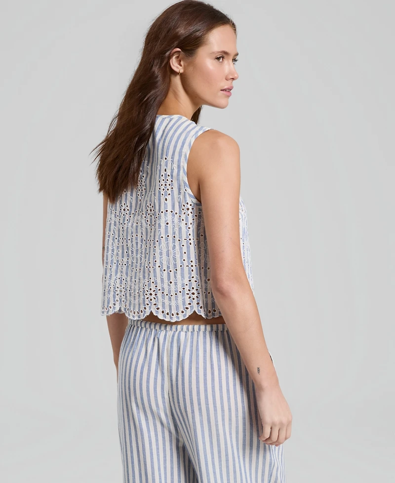 And Now This Petite Stripe Eyelet Vest Top, Macy's Exclusive