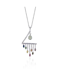 Colourful Rainbow Rain Drop Necklace in Sterling Silver