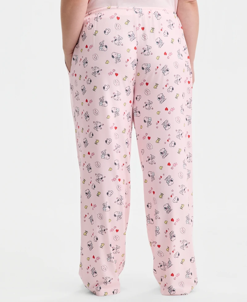 Love Tribe Trendy Plus Snoopy Valentine Printed Drawstring Pants