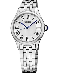 Seiko Women's Essentials Silver Stainless Steel Bracelet Watch, 29.6mm