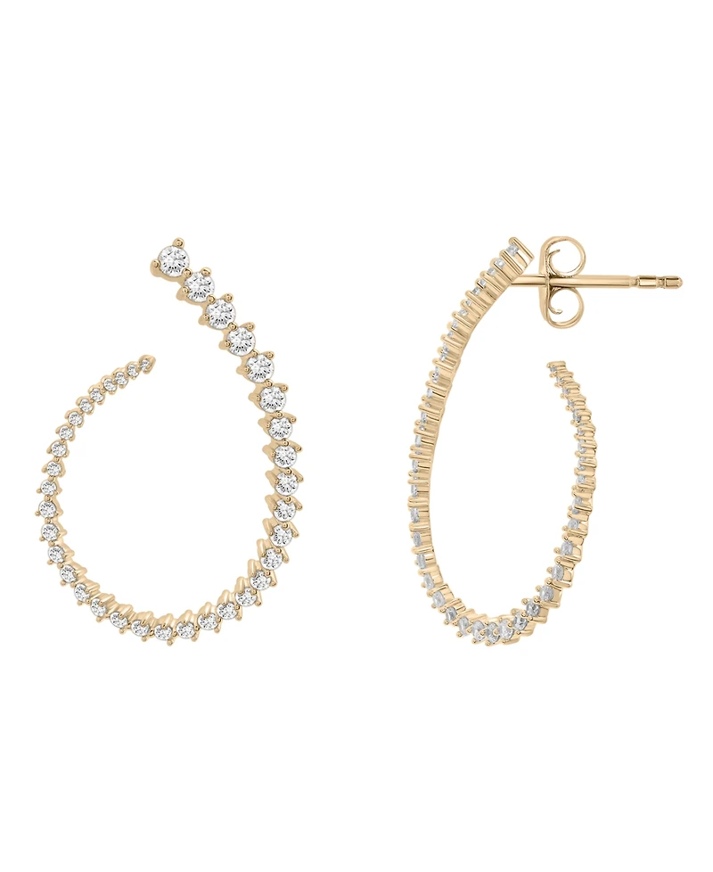 Wrapped in Love Diamond Spiral Open Hoops Earrings (1-1/2 ct. t.w.) in 14K White Gold, Exclusively at Macy's
