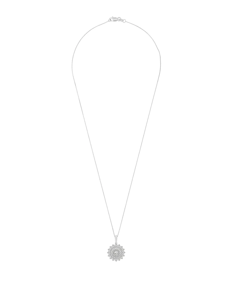 Wrapped Love Diamond Flower Cluster Pendant Necklace (1 ct. t.w.) 14k Gold, 18" + 2" extender, Exclusively at Macy's