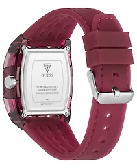 Guess Men's Burgandy Silicone Multi-Function Watch, 42mm