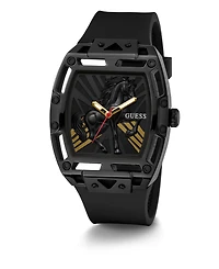 Guess Men's Black Silicone Analog Watch, 44mm