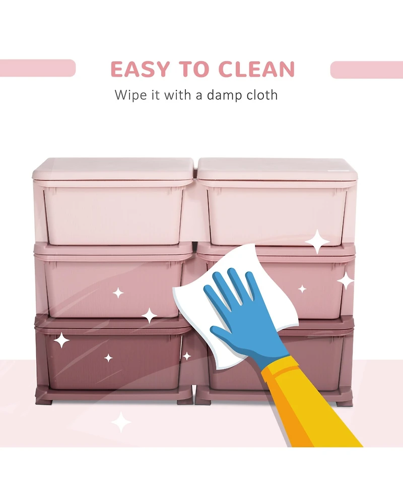 Qaba 29.5" 3 Tier Kids Storage Unit Dresser Tower,