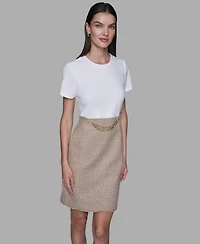 Karl Lagerfeld Paris Women's Crewneck Tweed Dress