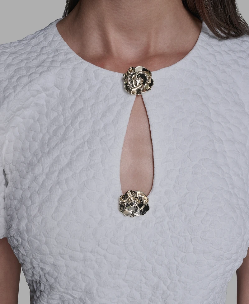 Karl Lagerfeld Paris Women's Puff-Sleeve Floral Dress