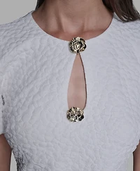 Karl Lagerfeld Paris Women's Puff-Sleeve Floral Dress