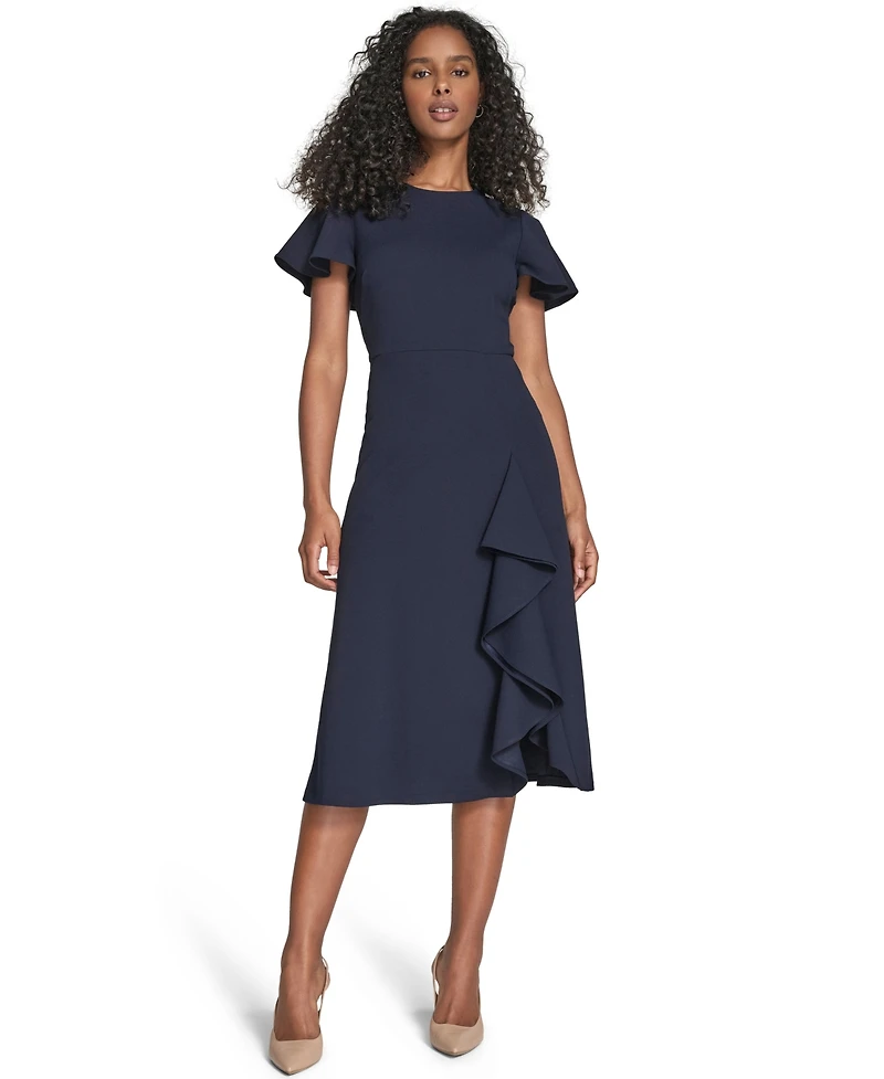 Calvin Klein Women's Flutter Sleeve Midi Dress