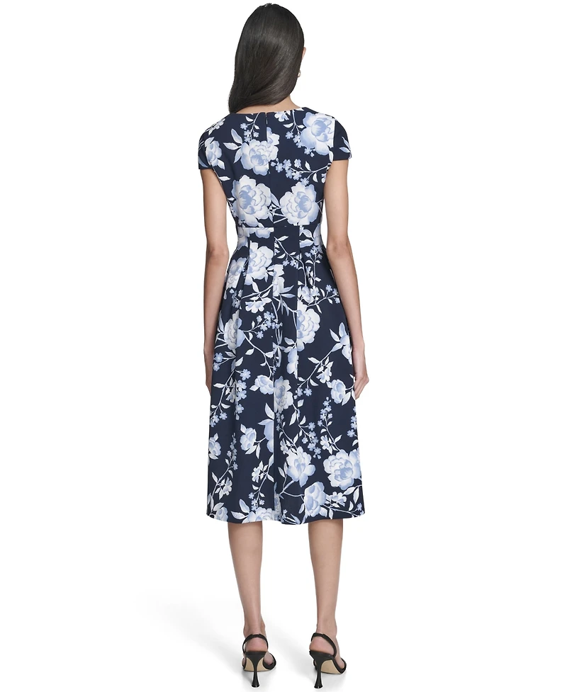 Calvin Klein Women's Floral Print Square Neck Dress