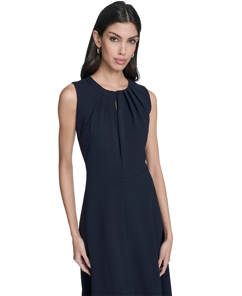 Calvin Klein Women's Pleat Detail Crewneck Midi Dress