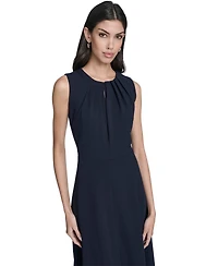 Calvin Klein Women's Pleat Detail Crewneck Midi Dress
