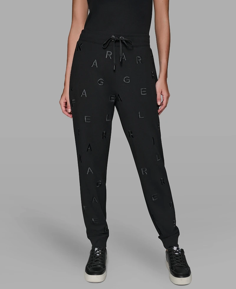 Karl Lagerfeld Paris Women's Logo Detail Pull on Joggers