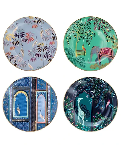 Portmeirion Sara Miller India Cake Plates, Set of 4, Service For 4