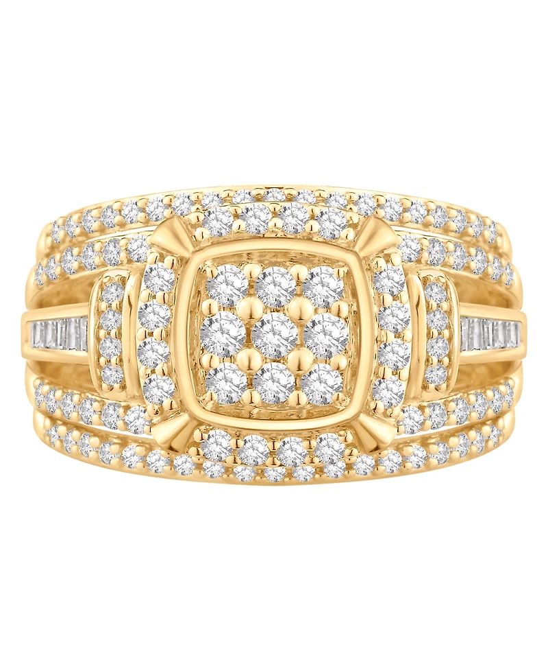Macy's Diamond Multirow Cluster Ring (1 ct. t.w.) in 14k Yellow Gold