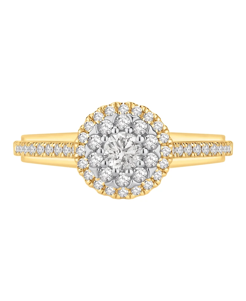 Macy's Diamond Halo Cluster Engagement Ring (1/2 ct. t.w.) in 14k Yellow Gold