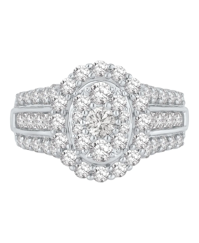 Macy's Diamond Oval Cluster Engagement Ring (2 ct. t.w.) in 14k White Gold