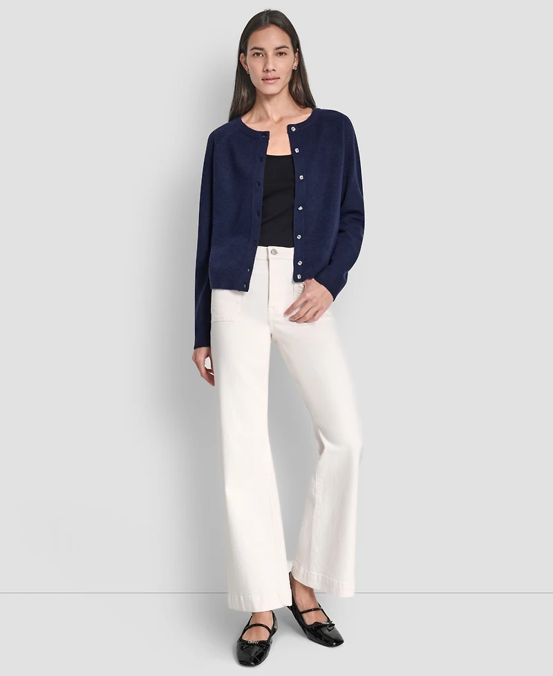 Dkny Jeans Petite Long-Sleeve Crewneck Cardigan