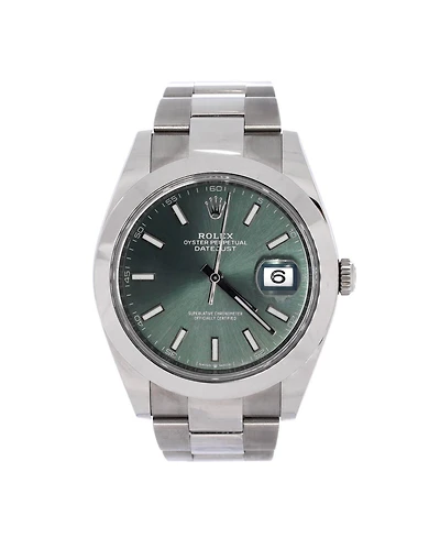 Pre-Owned Rolex Oyster Perpetual Datejust Mint Green Automatic Watch in Stainless Steel 41mm