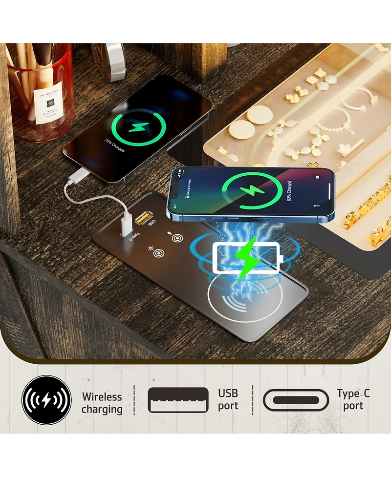 Vlsrka Vanity Makeup Desk with Mirror and Lights