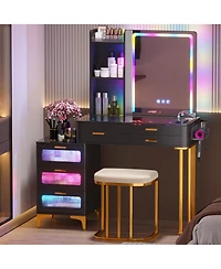 Vlsrka Vanity Makeup Desk with Mirror and Lights