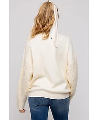 Pinkblush Maternity Cream Cable Knit Sleeve Sweater
