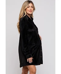Pinkblush Maternity Black Velvet Button Down Dress