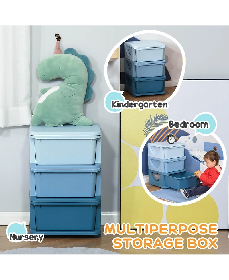 Qaba 22.25" 3 Tier Kids Storage Unit Dresser Tower