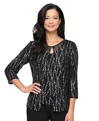 Alex Evenings Women's Sequin 3/4-Sleeve Top