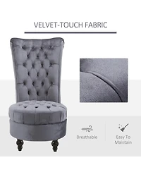 Homcom Retro Button-Tufted Royal Design High Back Armless Chair w/Thick Padding