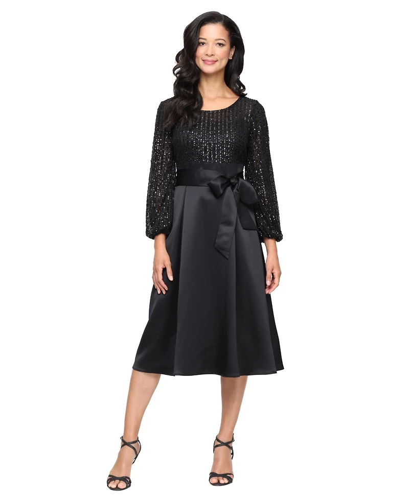 Alex Evenings Women's Midi Long-Sleeve Dress