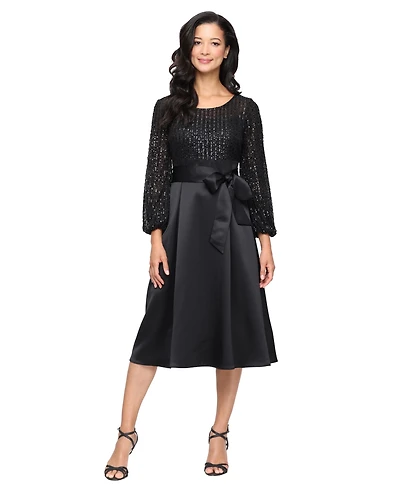 Alex Evenings Women's Midi Long-Sleeve Dress