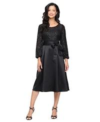 Alex Evenings Women's Midi Long-Sleeve Dress