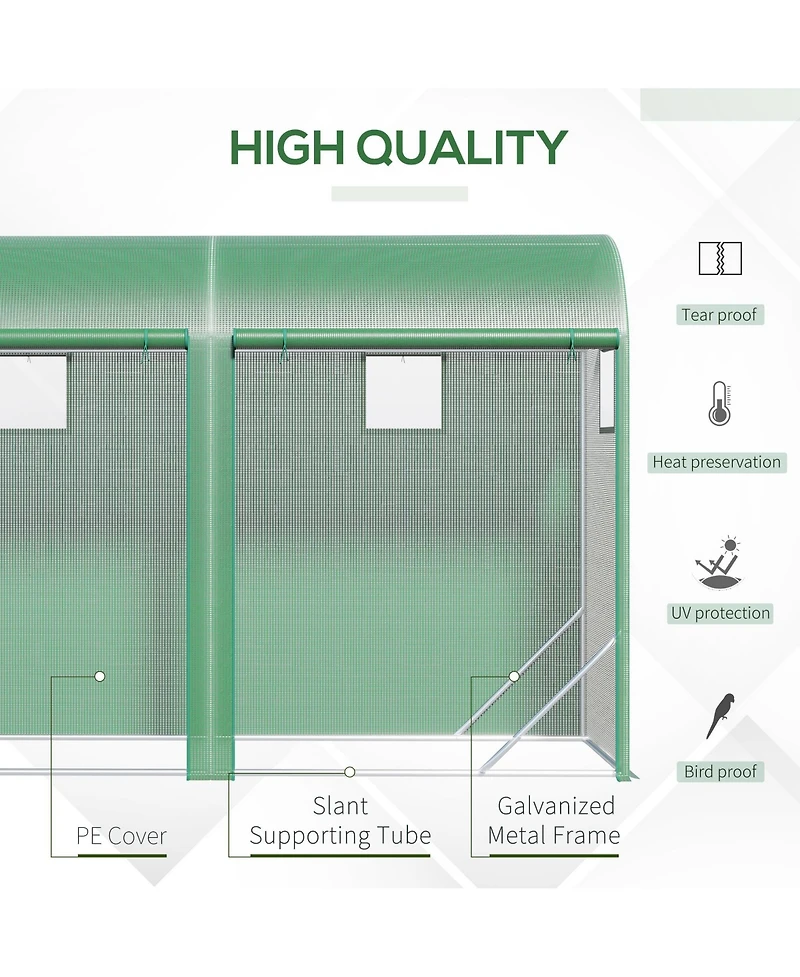 Outsunny Walkin house 10' x 3' x 7', Zipper Windows, Doors,