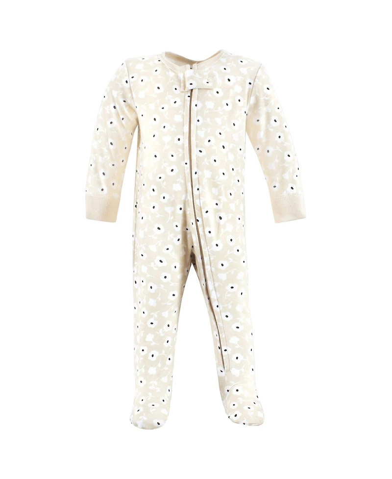 Hudson Baby Girls Cotton Sleep and Play, Cinnamon Hearts, 0-3 Months