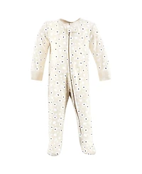 Hudson Baby Girls Cotton Sleep and Play, Cinnamon Hearts, 0-3 Months