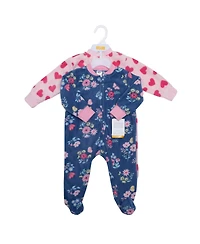 Hudson Baby Girls Fleece Sleep and Play, Blue Butterfly Floral, 0-3 Months