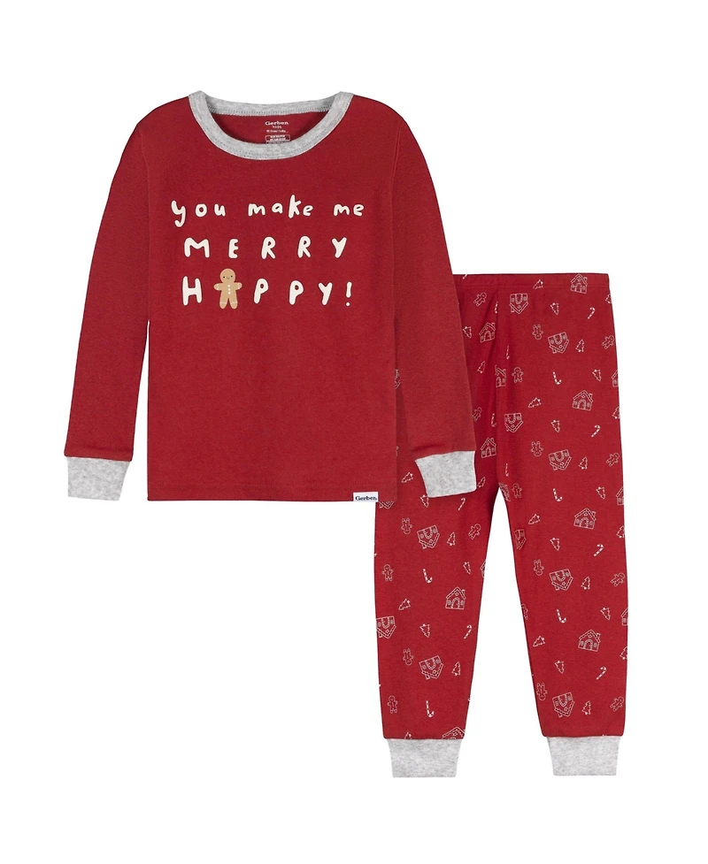 Gerber Baby Neutral 2-Piece Snug Fitting Pajama Set, Gingerbread House