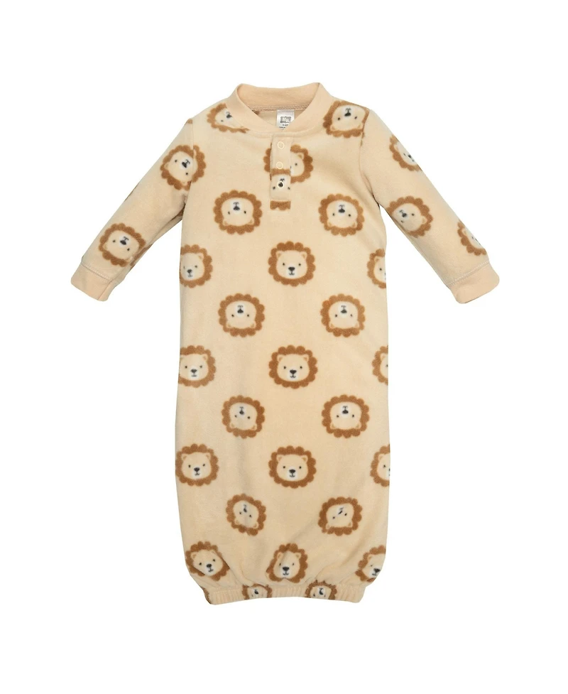 Hudson Baby Baby Boys Hudson Fleece Gowns, Brave Lion, 0-6 Months