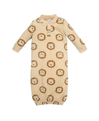 Hudson Baby Baby Boys Hudson Fleece Gowns, Brave Lion, 0-6 Months