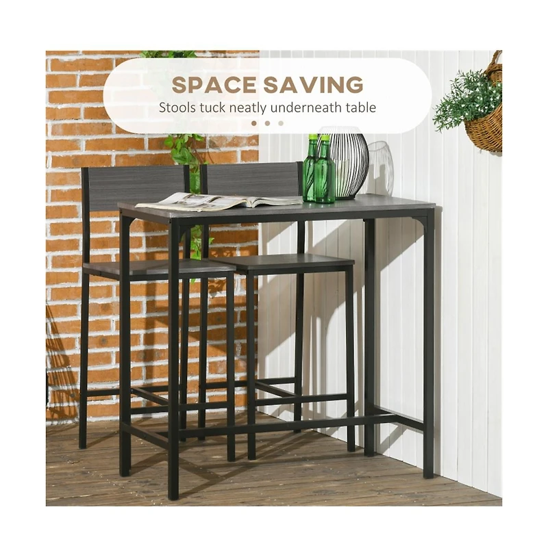 Slickblue Counter Height Bar Table – 1 Pc, Wood & Metal, Footrest, Rectangular Dining