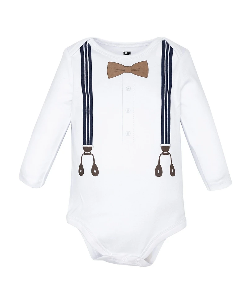 Hudson Baby Baby Boys Hudson Cotton Long-Sleeve Bodysuits 5-Pack, Handsome Like Daddy, 9-12 Months