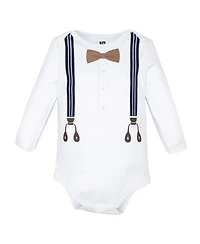 Hudson Baby Baby Boys Hudson Cotton Long-Sleeve Bodysuits 5-Pack, Handsome Like Daddy, 9-12 Months