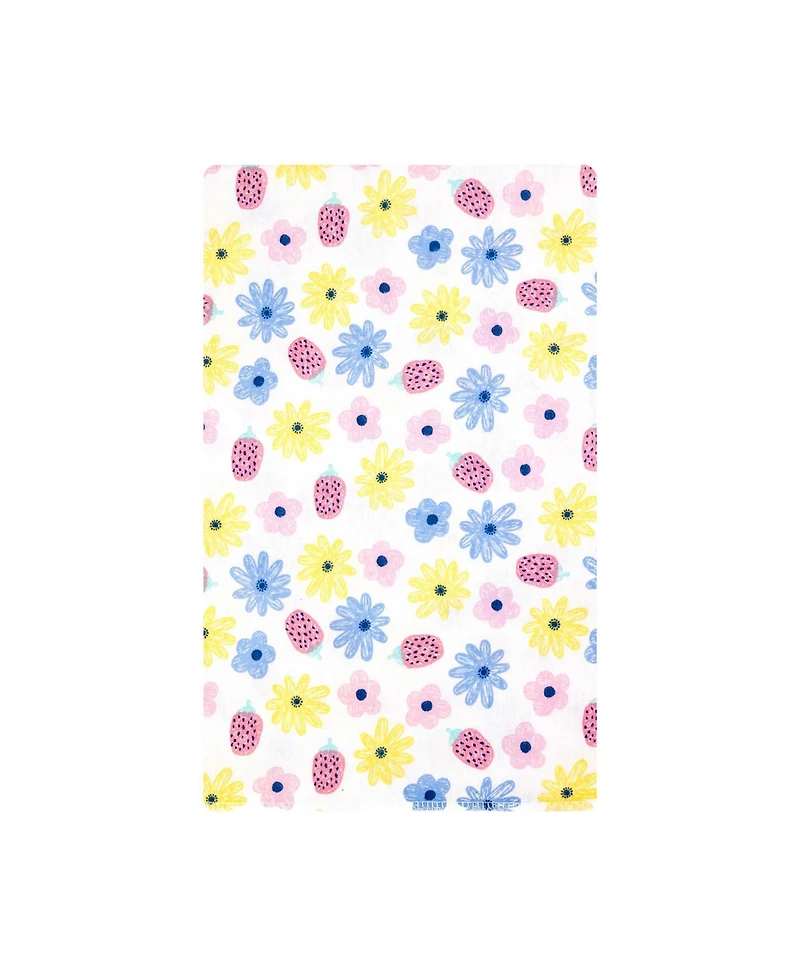 Hudson Baby Infant Girls Cotton Flannel Burp Cloths, Flowers And Strawberries, One Size
