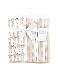 Hudson Baby Cotton Flannel Burp Cloths 12-Pack Bundle, Giraffe, One Size