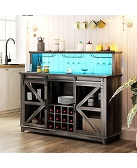 Homcom Bar Cabinet with Lights Wine Bar Cabinet Distressed